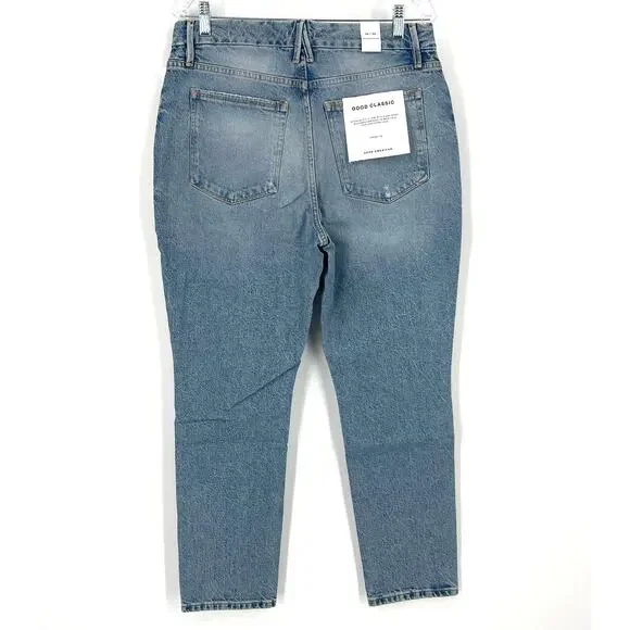 Good American Good Classic Straight Leg Jeans Indigo Blue Women's Size 10 NWT - Picture 2 of 5